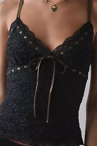 Kimchi Blue Clover Lace + Ribbon Trim Cropped Cami