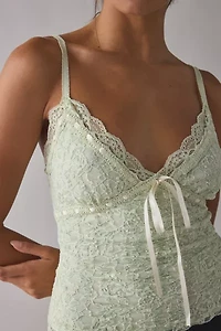 Kimchi Blue Clover Lace + Ribbon Trim Cropped Cami