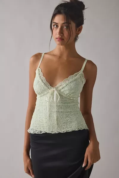 Kimchi Blue Clover Lace + Ribbon Trim Cropped Cami