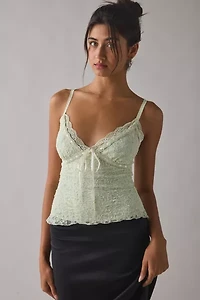 Kimchi Blue Clover Lace + Ribbon Trim Cropped Cami