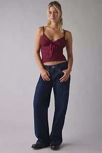 Kimchi Blue Clover Lace + Ribbon Trim Cropped Cami