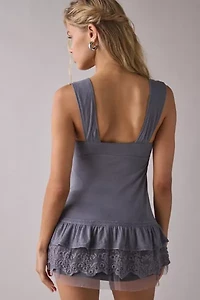 Kimchi Blue Wisteria Lace Trim Tunic Babydoll Tank Top