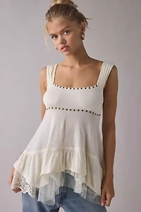 Kimchi Blue Wisteria Lace Trim Tunic Babydoll Tank Top