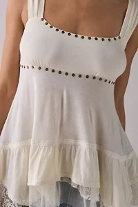 Kimchi Blue Wisteria Lace Trim Tunic Babydoll Tank Top