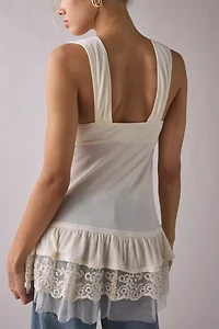 Kimchi Blue Wisteria Lace Trim Tunic Babydoll Tank Top