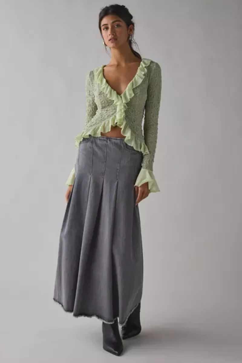 Kimchi Blue Libby Ruffle Trim Flyaway Lace Cardigan Top