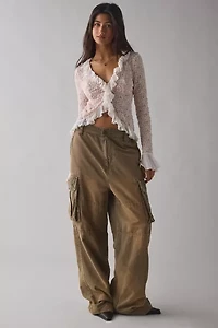 Kimchi Blue Libby Ruffle Trim Flyaway Lace Cardigan Top