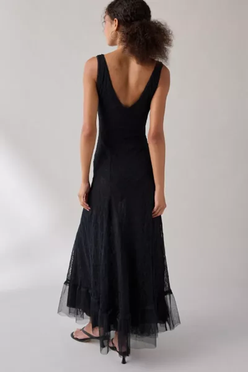 UO Like A Dream Reversible Lace Scoop Slip Maxi Dress
