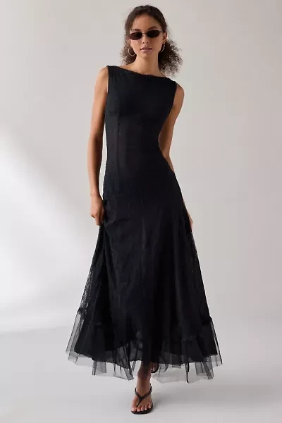 UO Like A Dream Reversible Lace Scoop Slip Maxi Dress