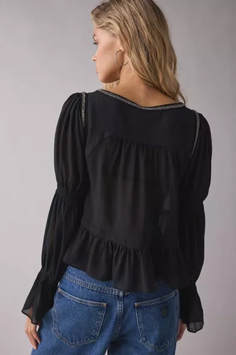 Kimchi Blue Kit Prairie Long Sleeve Babydoll Top