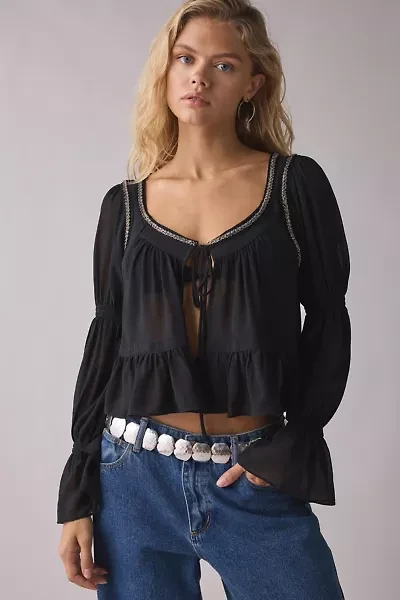 Kimchi Blue Kit Prairie Long Sleeve Babydoll Top