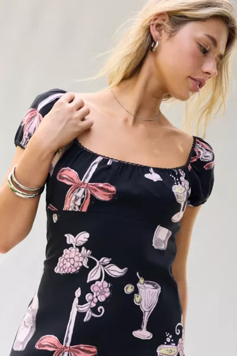 Kimchi Blue Meet Me Square Neck Puff Sleeve Mini Dress