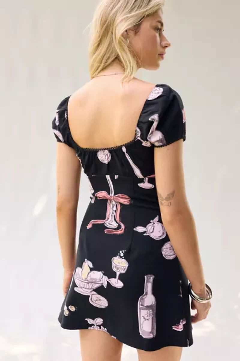 Kimchi Blue Meet Me Square Neck Puff Sleeve Mini Dress