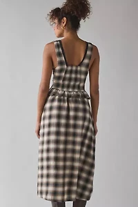 UO Perfectly Plaid Lace-Up Ruffle Midi Dress
