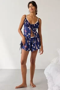 Out From Under Goodnight Kiss Flayway Cami + Micro Short Satin Pajama Set