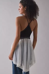 Out From Under Cassandra Sheer Lace + Mesh Hanky Hem Slip