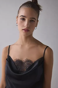 Out From Under Goodnight Kiss Lace Trim Cowl Neck Satin Slip