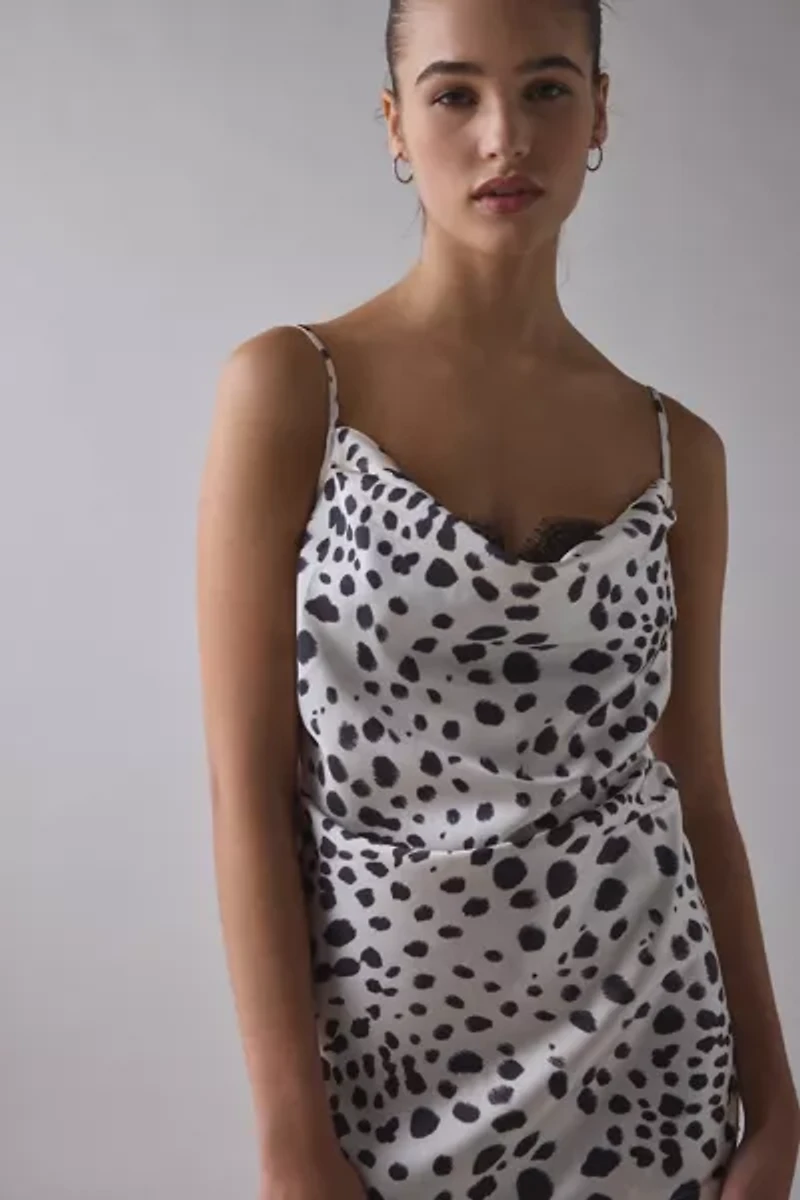 Out From Under Goodnight Kiss Lace Trim Cowl Neck Satin Slip