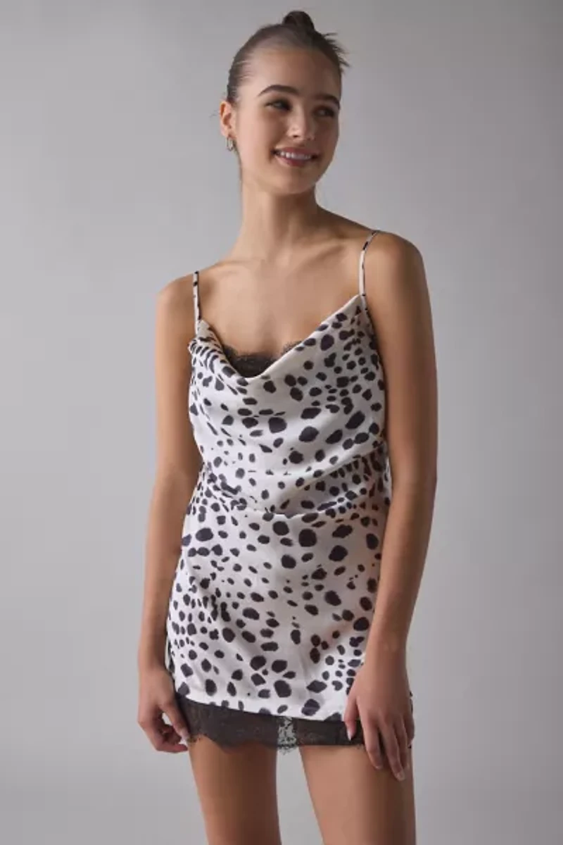 Out From Under Goodnight Kiss Lace Trim Cowl Neck Satin Slip