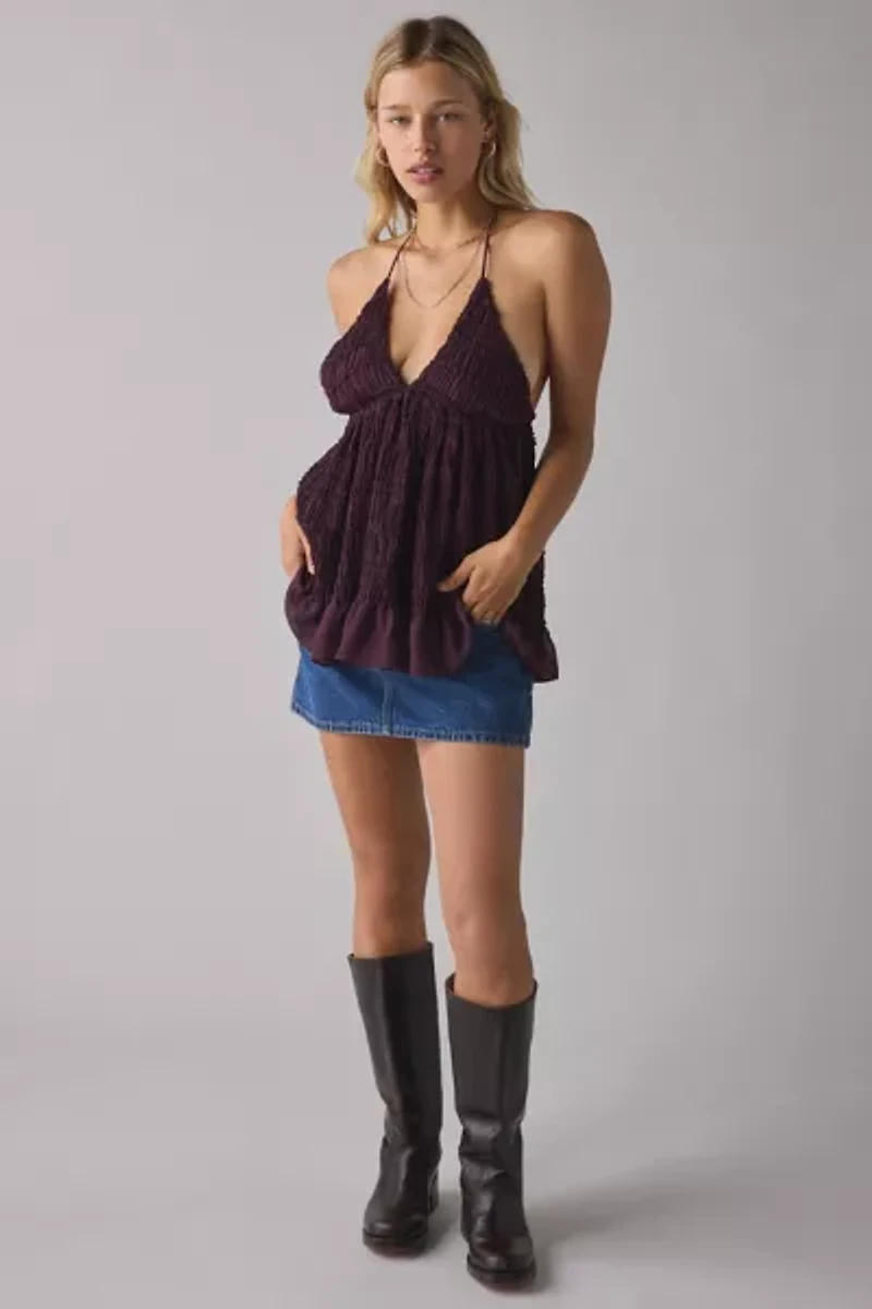 Kimchi Blue Edith Ruffle Babydoll Tunic Halter Top