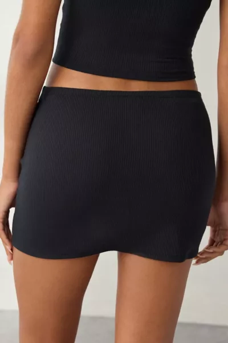 ReMADE By UO Remnants Ribbed Knit Black Micro Mini Skirt