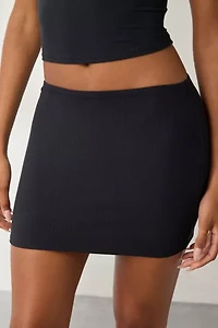ReMADE By UO Remnants Ribbed Knit Black Micro Mini Skirt