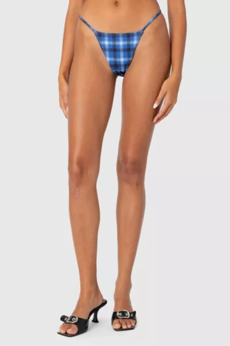 Edikted Preppy Plaid String Bikini Bottom