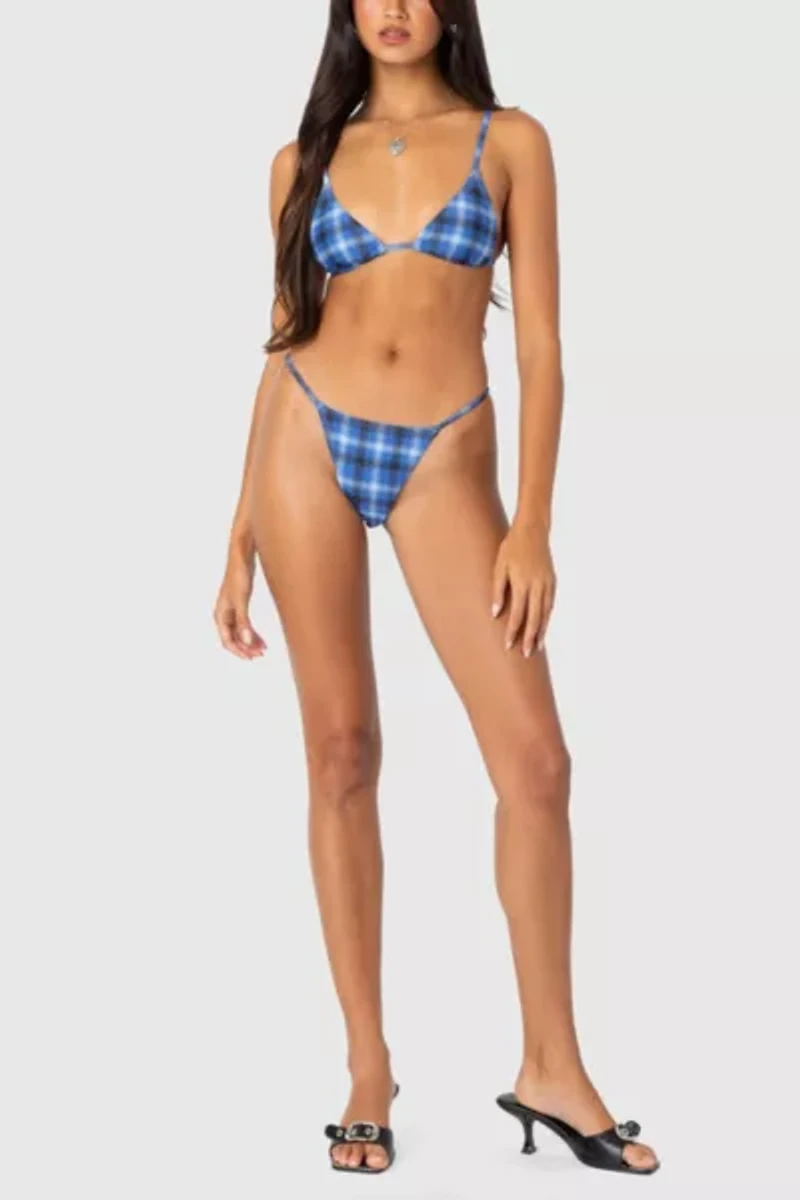 Edikted Preppy Plaid String Bikini Bottom