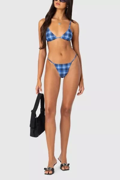 Edikted Preppy Plaid String Bikini Bottom