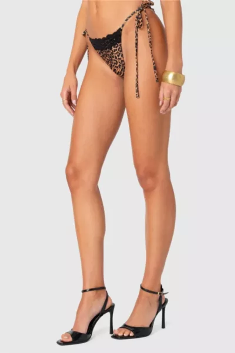 Edikted Lacey Leopard String Bikini Bottom