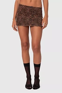 Edikted Edin Leopard Print Mesh Mini Skirt