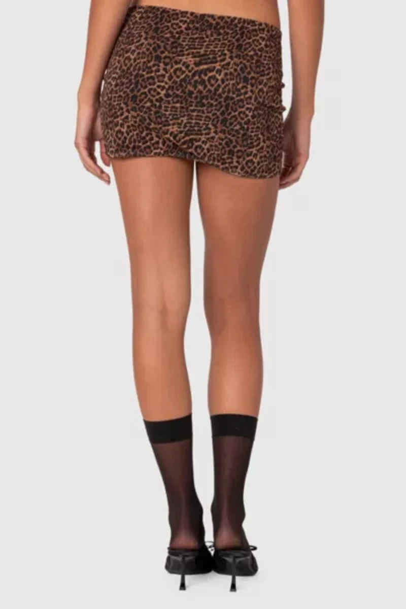 Edikted Edin Leopard Print Mesh Mini Skirt