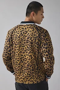 OBEY Leopard Polo Collar Long Sleeve Shirt