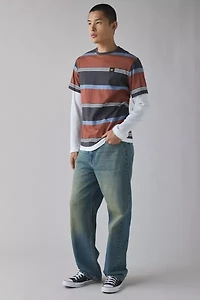 CAT Stripe Pattern Twofer Long Sleeve Tee