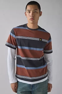 CAT Stripe Pattern Twofer Long Sleeve Tee