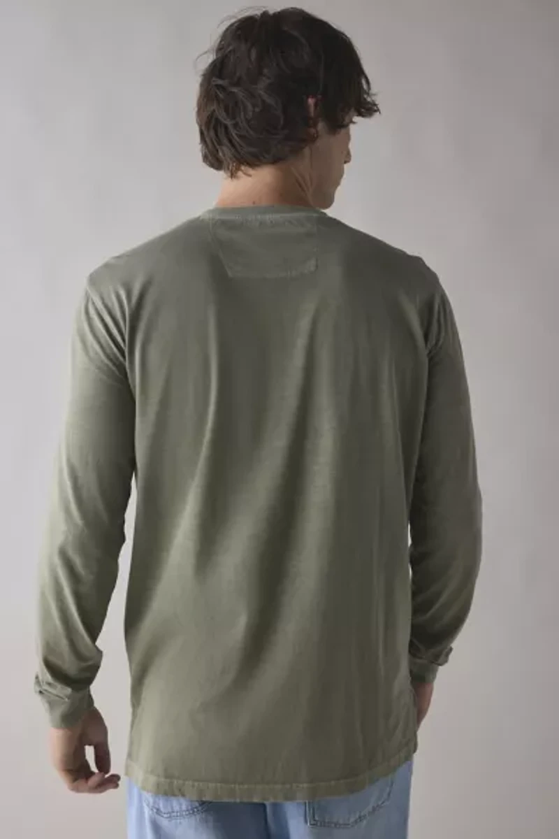 CAT Pigment Dye Henley Long Sleeve Tee