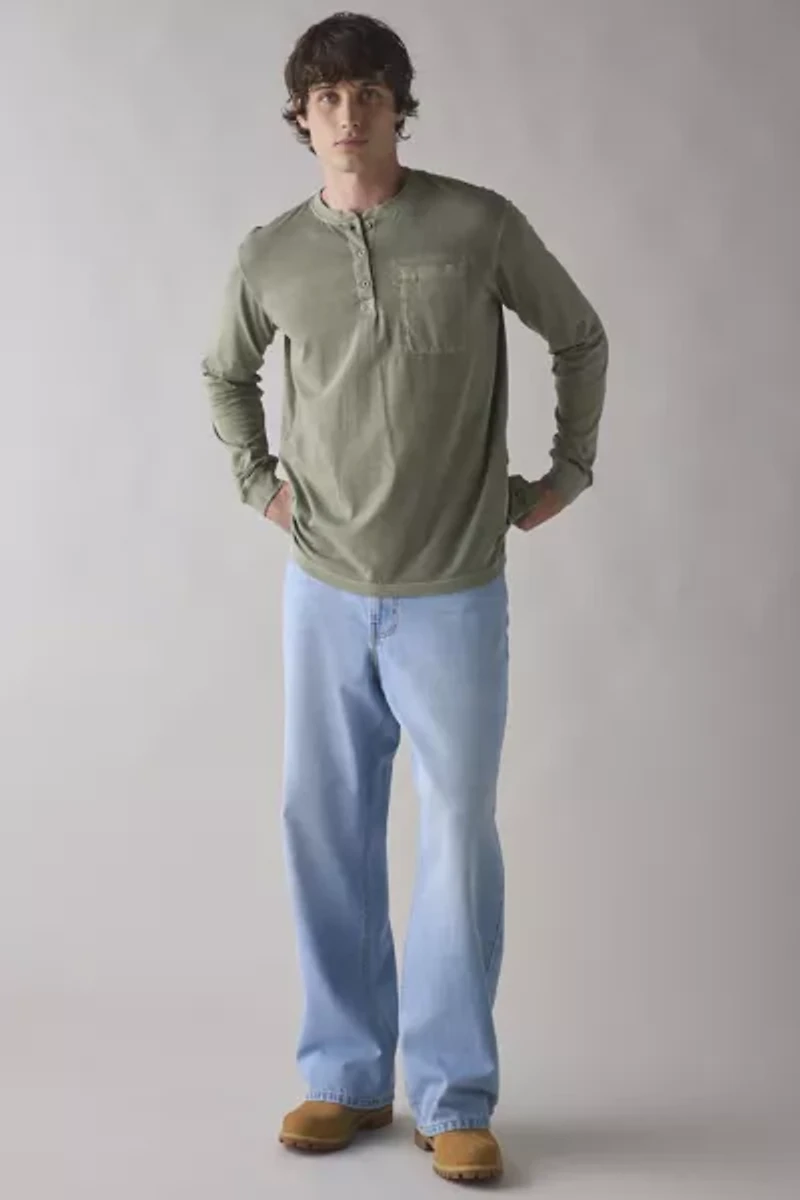 CAT Pigment Dye Henley Long Sleeve Tee