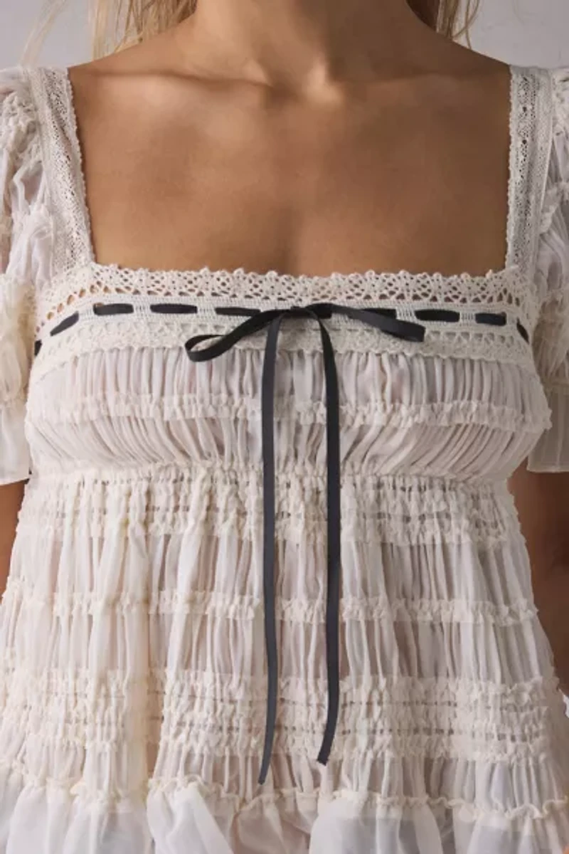 Kimchi Blue Serenade Ruffle Puff Sleeve Babydoll Blouse