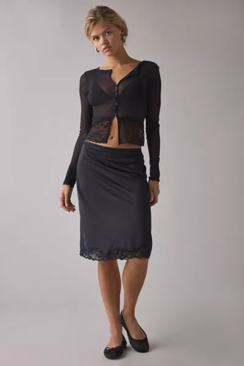 Kimchi Blue Sabrina Sheer Mesh Lace Trim Cardigan