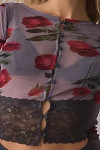 Kimchi Blue Sabrina Sheer Mesh Lace Trim Cardigan