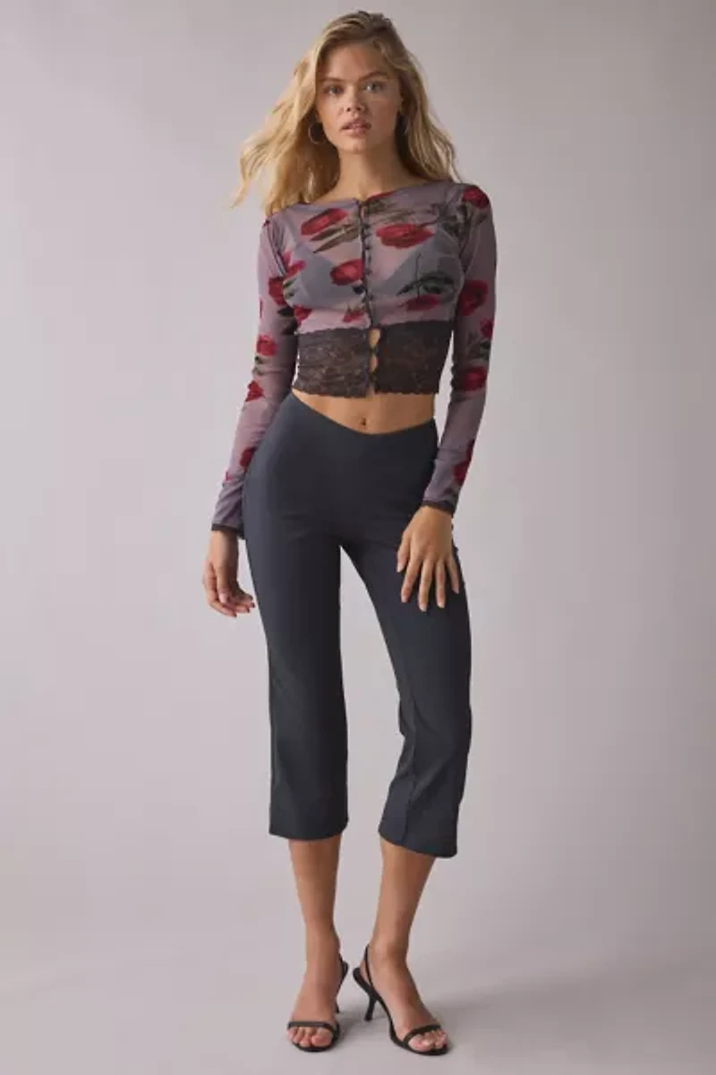 Kimchi Blue Sabrina Sheer Mesh Lace Trim Cardigan