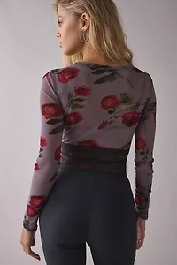 Kimchi Blue Sabrina Sheer Mesh Lace Trim Cardigan