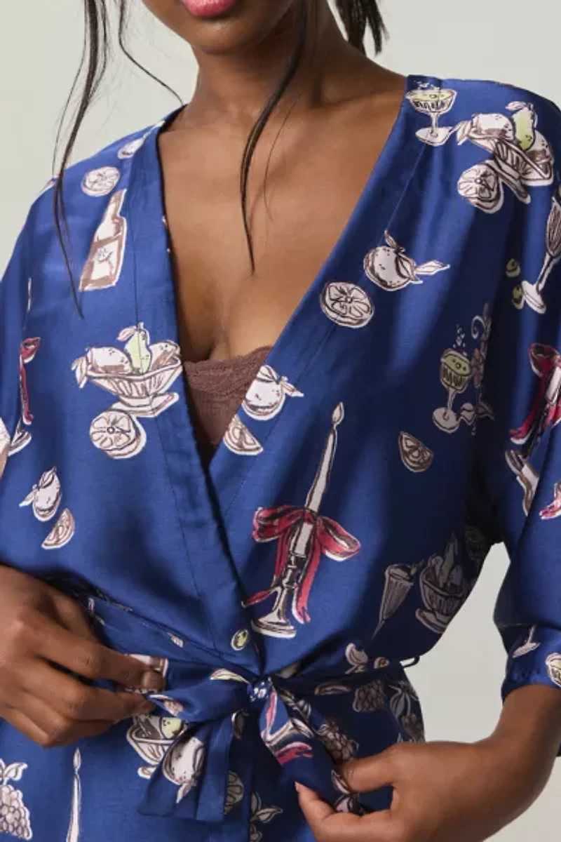 Out From Under Goodnight Kiss Satin Wrap Robe