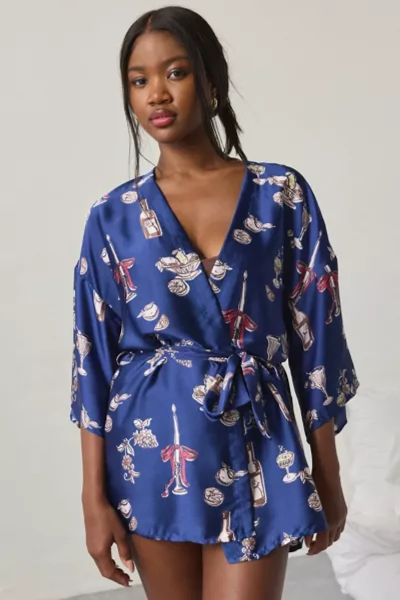 Out From Under Goodnight Kiss Satin Wrap Robe