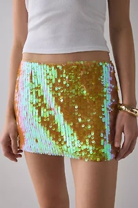 UO Olivia Paillette Sequin Low Rise Mico Mini Skirt