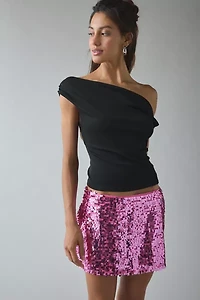 UO Olivia Paillette Sequin Low Rise Mico Mini Skirt