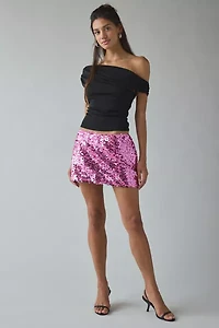 UO Olivia Paillette Sequin Low Rise Mico Mini Skirt