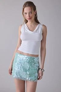 UO Olivia Paillette Sequin Low Rise Micro Mini Skirt
