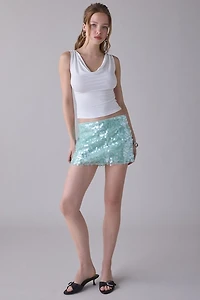 UO Olivia Paillette Sequin Low Rise Micro Mini Skirt