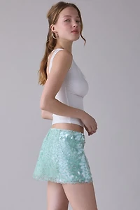 UO Olivia Paillette Sequin Low Rise Micro Mini Skirt